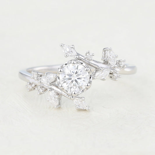 0.41 CT Round Cluster Lab-Grown Diamond Engagement Ring