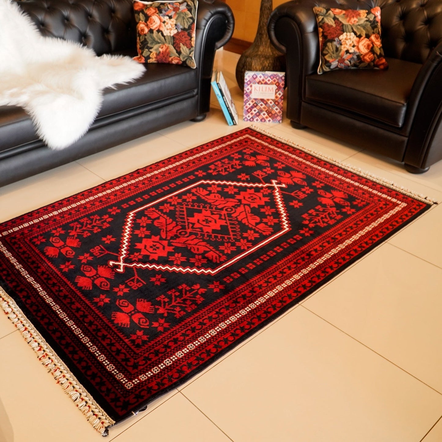Yagcibedir Pattern Burgundy Turkish Rug